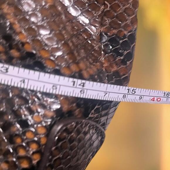 Jimmy Choo Ramona Brown Snakeskin Embossed Leather Cinched Satchel Bag - Picture 11 of 13